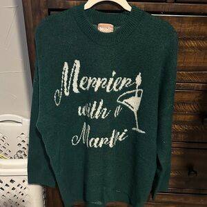 Show Me Your MuMu Teal Martini Graphic Sweater